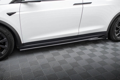 Prahové lišty Tesla Model X Mk1 Facelift černý lesklý plast