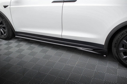 Prahové lišty Tesla Model X Mk1 Facelift černý lesklý plast