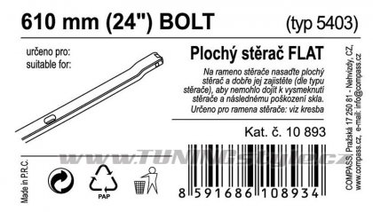 Stěrač FLAT BULK (BOLT) 24"/610mm