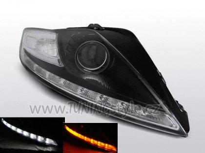 Přední světla Devil Eyes s LED Ford Mondeo 07-10 černá LED blinkr
