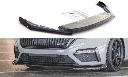 Spojler pod nárazník lipa + Flaps V.2 Škoda Octavia RS Mk4 černý lesklý plast