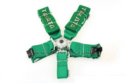 Sportovní pásy Takata replica 5-bodové green harness