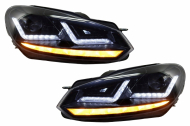 Přední světla OSRAM, s LED denními světly, LED dynamickým blinkrem pro VW Golf VI 08-12 černá