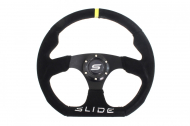 Sportovní volant SLIDE 350mm Semiš ,žlutý pruh