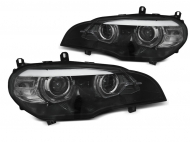 Přední světla s dual LED projektorem, 3D LED Angel Eyes DRL BMW X5 E70 xenon AFS 07-13 černá