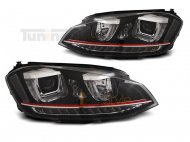 Přední světla U-LED denními světly a SEQ VW Golf 7 12-17 černá