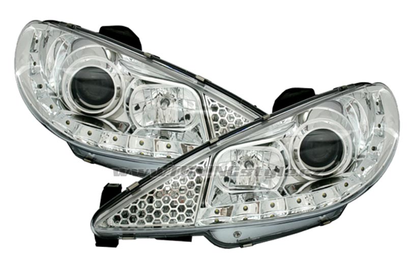 Přední světla Devil Eyes Peugeot 206 9803 chromové TuningStyle.cz