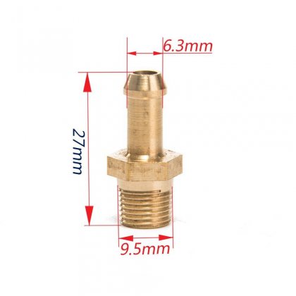 Nypel 1/8" na przewód 6mm MOSIĄDZ