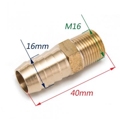 Nypel M16 na przewód 16mm MOSIĄDZ