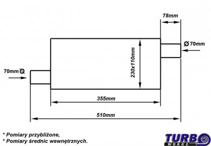 Tłumik Środkowy TurboWorks LT 304SS Offset 2,75" Offset 2,75"