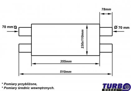 Tłumik Środkowy TurboWorks LT Dual 2,75" Dual 2,75" X-Pipe