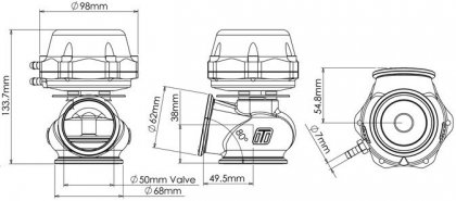 Wastegate zewnętrzny Turbosmart Pro-Gate 50MM 1,0 Bar Black