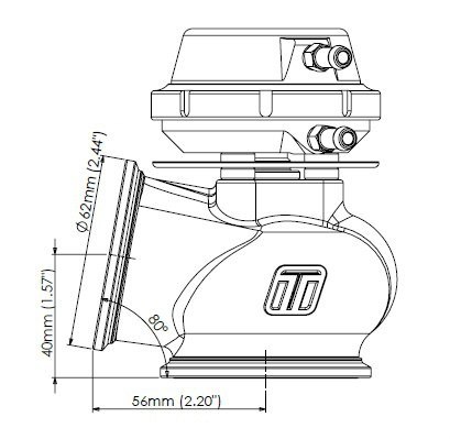 Wastegate zewnętrzny Turbosmart Pro-Gate Lite 50MM 1,0 Bar Black