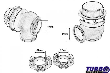 Wastegate zewnętrzny TurboWorks 40mm 0,5 Bar V-Band Black