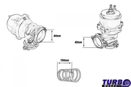 Wastegate zewnętrzny TurboWorks 44mm 1,0 Bar V-Band Black