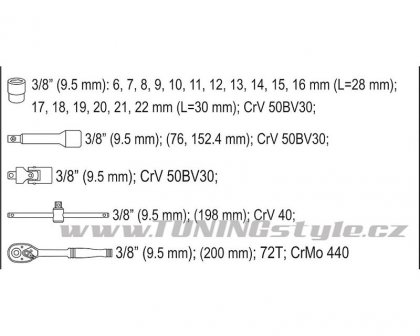 Gola sada 3/8" 22 ks