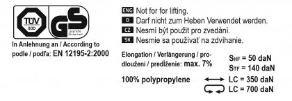 Popruh s ráčnou a háky 1ks 350daN 25mm x 5m TÜV/GS