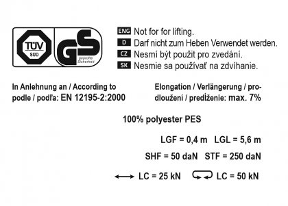 Popruh s ráčnou a háky 5t 6m   TÜV/GS