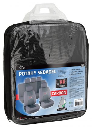 Potahy sedadel sada 9ks CARBON LIGHT šedé AIRBAG