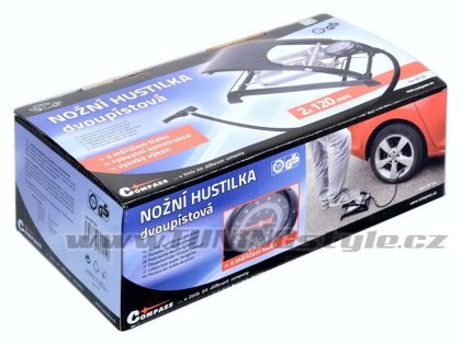 Hustilka nožní s manometrem dvoupístová TÜV/GS 2x120mm