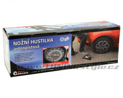 Hustilka nožní s manometrem jednopístová TÜV/GS 1x120mm