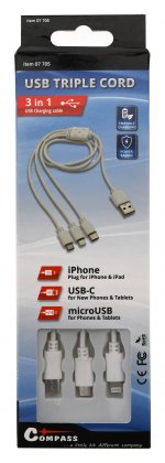 Nabíjecí USB kabel 3in1 (micro USB, iPhone, USB C)