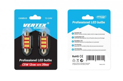 LED VERTEX CANBUS 12SMD 4014 Festoon 39mm White 12V/24V