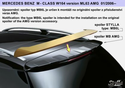 Spoiler zadní střešní - Stylla Mercedes-Benz M-classe ML W164 AMG 01/06-