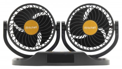 Ventilátor MITCHELL DUO 2x130mm 24V na palubní desku s teploměrem