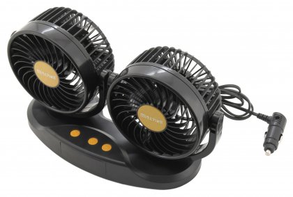 Ventilátor MITCHELL DUO 2x130mm 24V na palubní desku s teploměrem