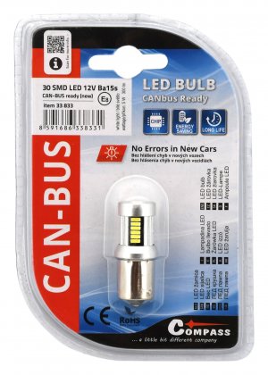 Žárovka 30 SMD LED 12V Ba15S  NEW-CAN-BUS bílá 1ks