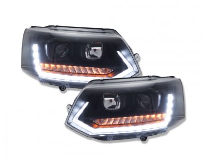 Přední světla LED s denními světly VW T5 09-14 s dynamickým LED blinkrem, černá