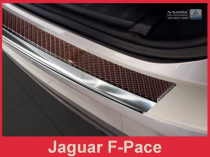 Nerezová ochranná lišta zadního nárazníku Jaguar F-Pace 16- lesklá + černý carbon