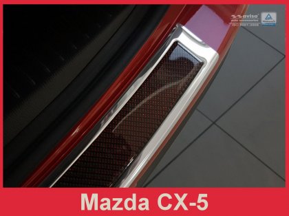 Nerezová ochranná lišta zadního nárazníku Mazda CX-5 12-17 s červeným karbonem