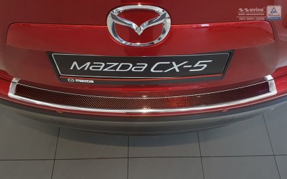 Nerezová ochranná lišta zadního nárazníku Mazda CX-5 12-17 s červeným karbonem