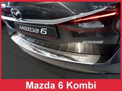 Nerezová ochranná lišta zadního nárazníku Mazda 6 Kombi 12-16 dlouhá