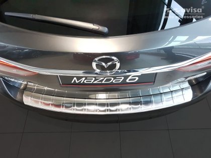 Nerezová ochranná lišta zadního nárazníku Mazda 6 Kombi 12-16 dlouhá
