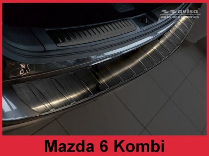 Nerezová ochranná lišta zadního nárazníku Mazda 6 Kombi 12-16 dlouhá žebra, grafitová