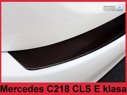 Nerezová ochranná lišta zadního nárazníku Mercedes-Benz CLS C218 14-16 karbonová červená