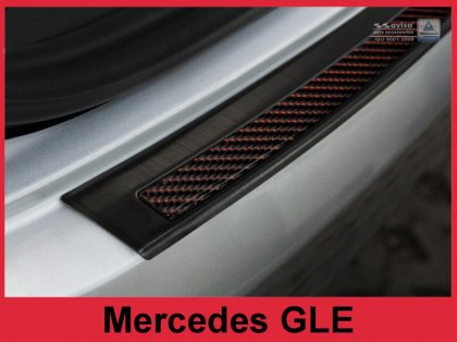 Nerezová ochranná lišta zadního nárazníku Mercedes-Benz GLE C292 Coupe15- grafitová lesklá, červený carbon