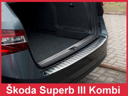 Nerezová ochranná lišta zadního nárazníku Škoda Superb III kombi 15- chromová