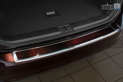 Nerezová ochranná lišta zadního nárazníku VW Passat B8 Variant (kombi) 14- s červeným karbonem