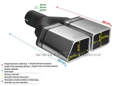 Koncovka výfuku dvojitá levá ULTER SPORT 86x54mm