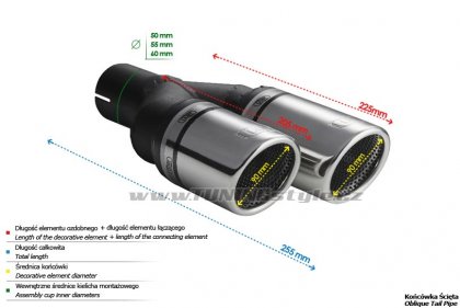 Koncovka výfuku dvojitá levá ULTER SPORT 90mm