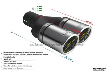 Koncovka výfuku dvojitá pravá ULTER SPORT 70mm
