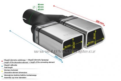 Koncovka výfuku dvojitá pravá ULTER SPORT 86x54mm