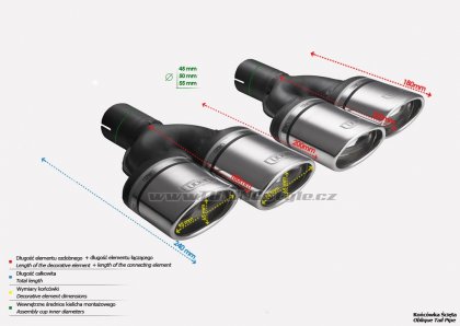 Koncovka výfuku dvojitá pravá ULTER SPORT 95x65mm