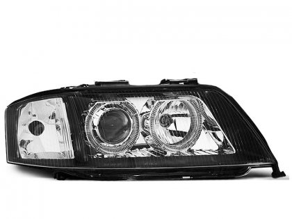 Přední světla angel eyes AUDI A6 97-99 D2S xenon černá