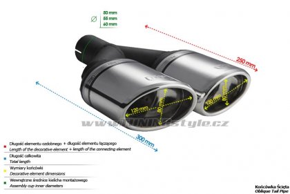 Koncovka výfuku dvojitá šikmá ULTER SPORT 120x80mm
