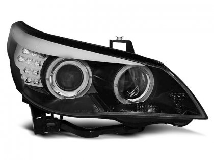 Přední světla angel eyes s LED BMW E60/E61 03-07 černá